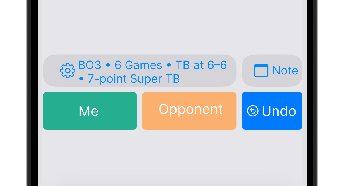 DataTennis simple tennis score entry screen