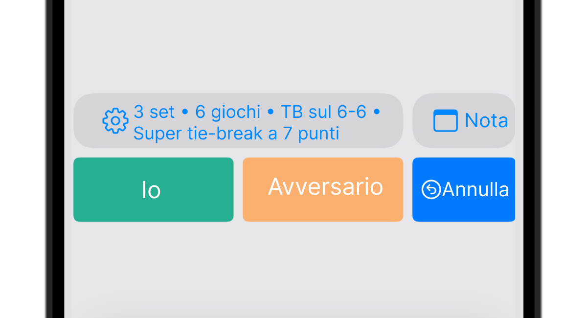 Schermata semplice del segnapunti tennis DataTennis