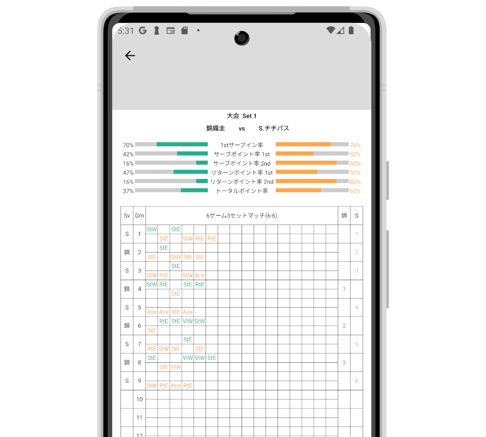 試合リスト画面