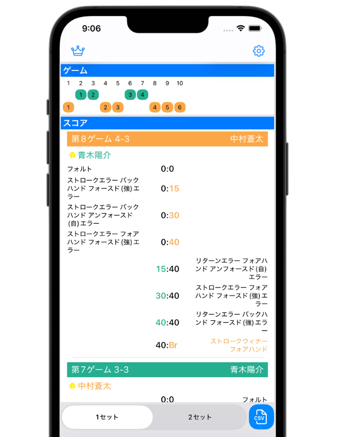 スコア一覧表示画面