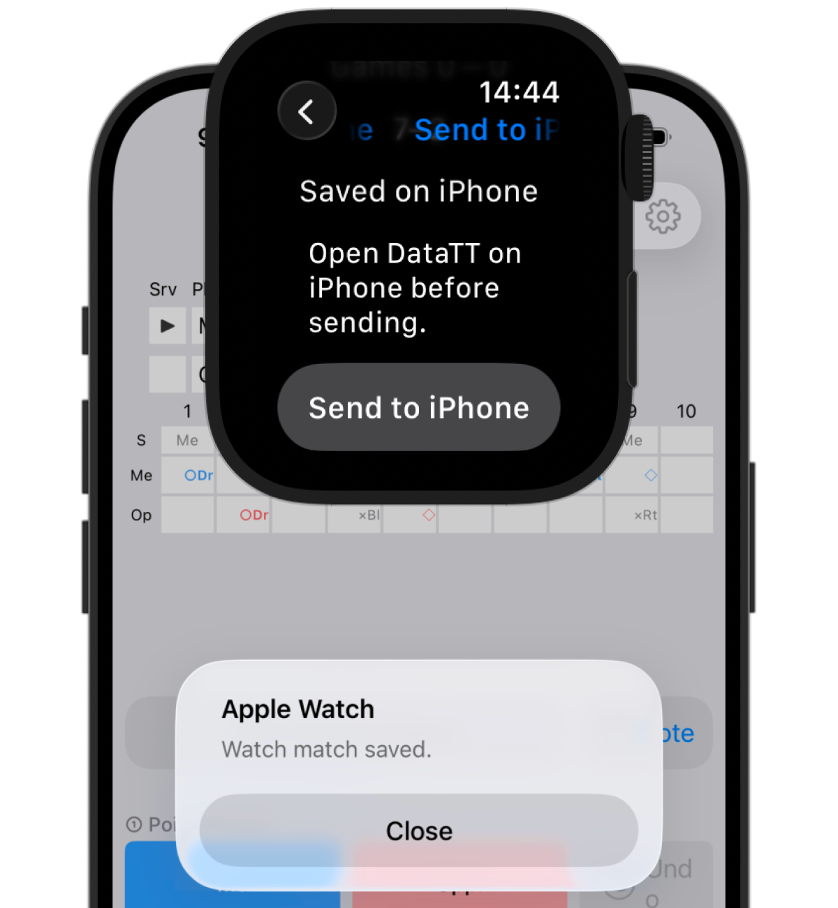 Sending an Apple Watch match to iPhone and saving it in DataTT